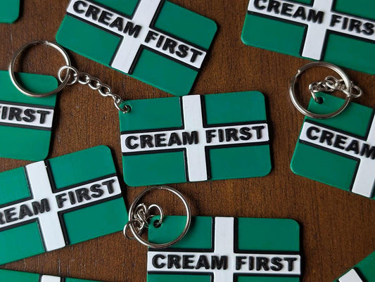 Devon Flag Keychain: Cream Tea Lover Gift, Made in UK