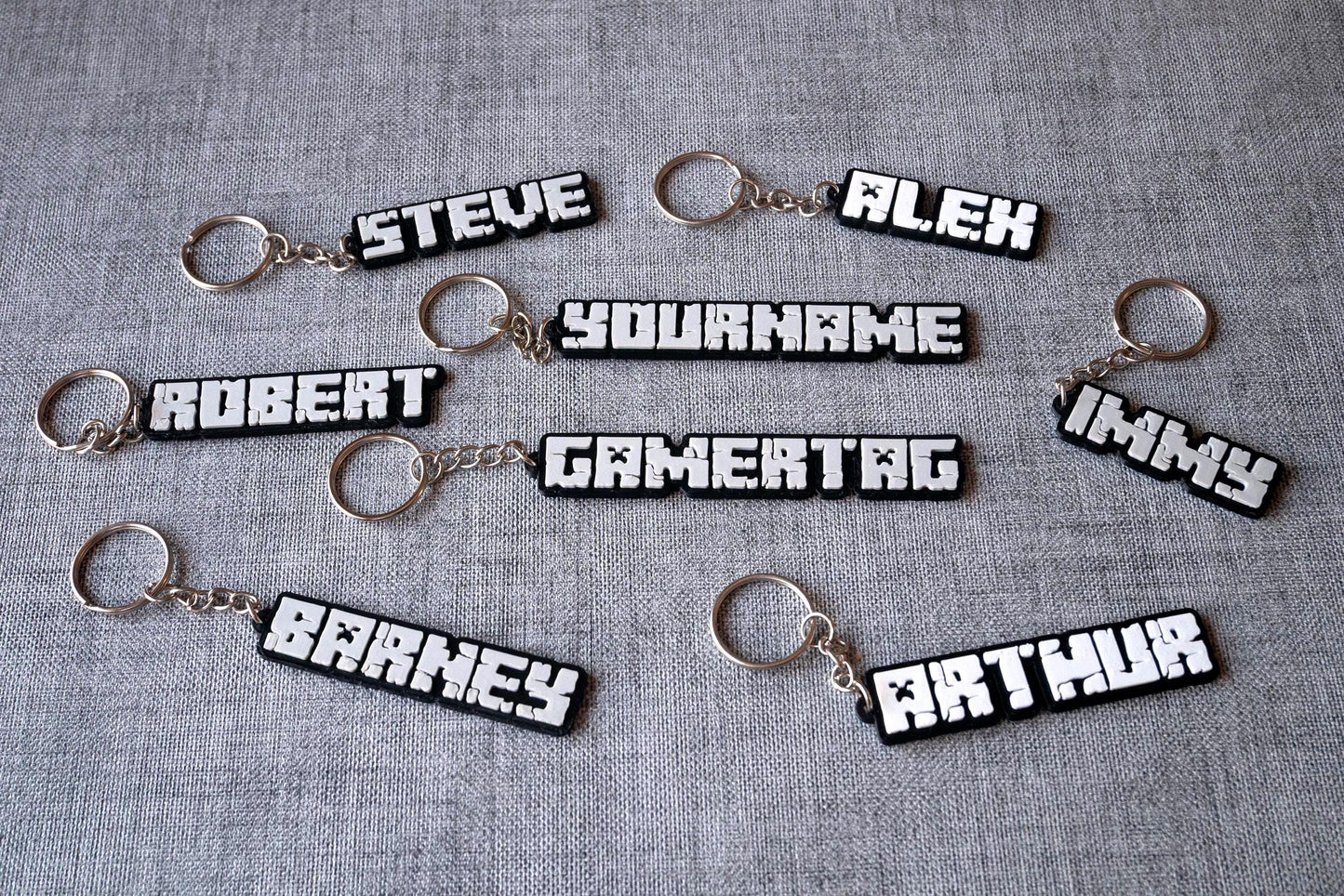 Personalised Minecraft-Inspired Keyring, Keychain | Birthday Gift, Goodie Bag, Party Favour, School Bag Charm, Nametag, Gift for Kids