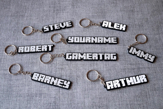 Personalised Minecraft-Inspired Keyring, Keychain | Birthday Gift, Goodie Bag, Party Favour, School Bag Charm, Nametag, Gift for Kids
