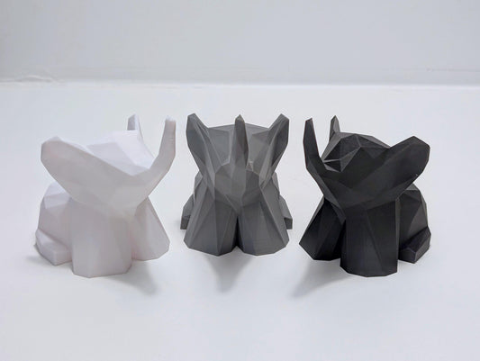 3D Printed Elephant Ornament: Minimalist Home Decor, Lightweight