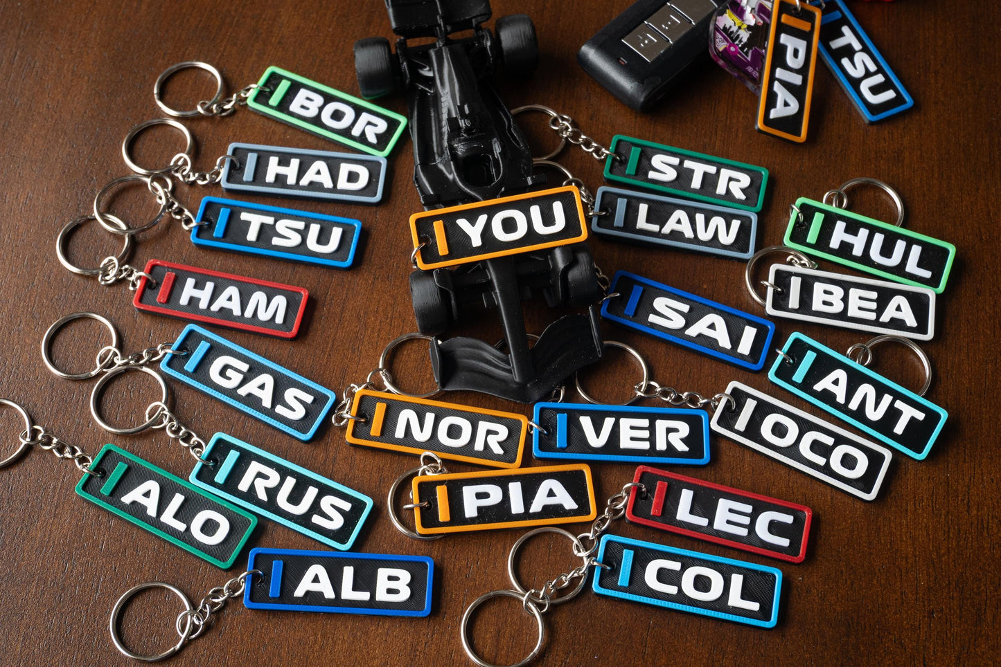 Personalized F1 Keychain: 3D Printed Racing Bag Charm