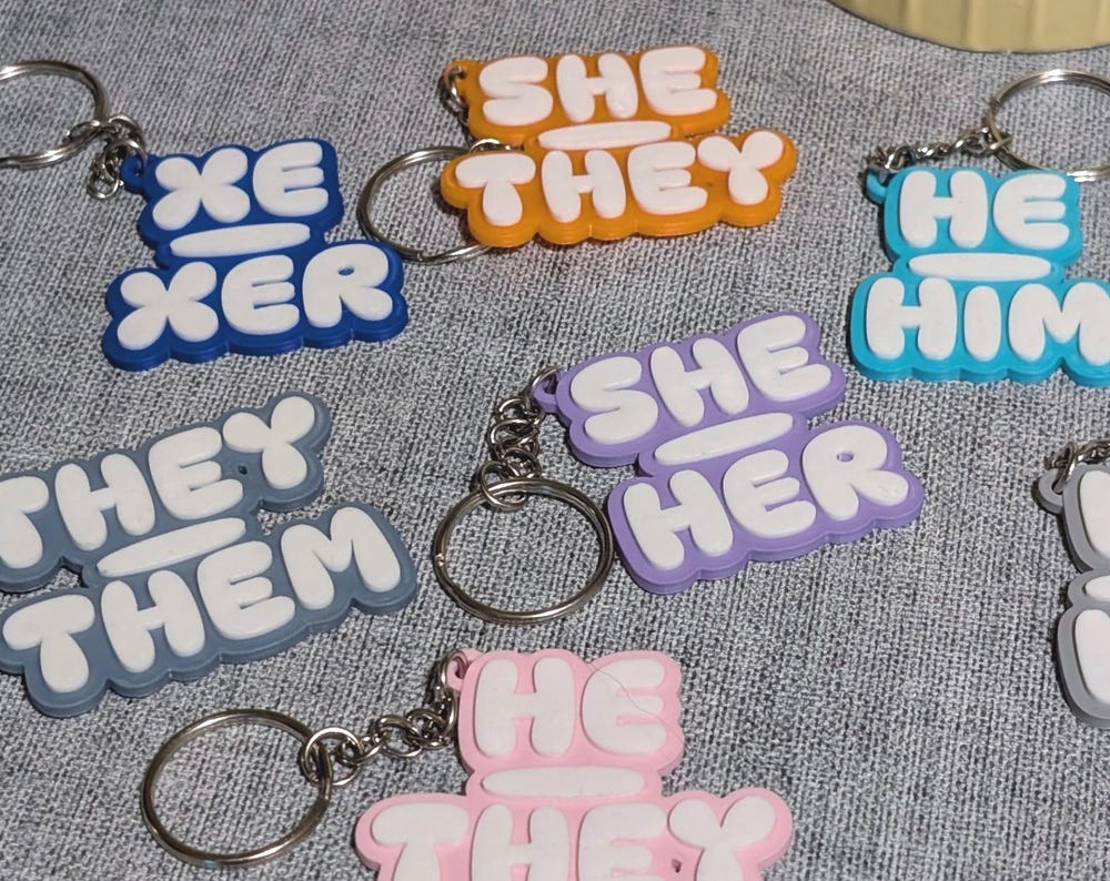 3D Printed Pronoun Pin / Keyring