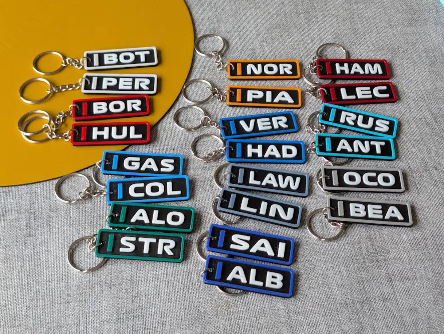 Personalized F1 Keychain: 3D Printed Racing Bag Charm