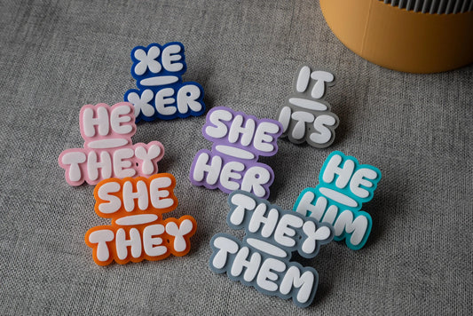 3D Printed Pronoun Pin / Keyring